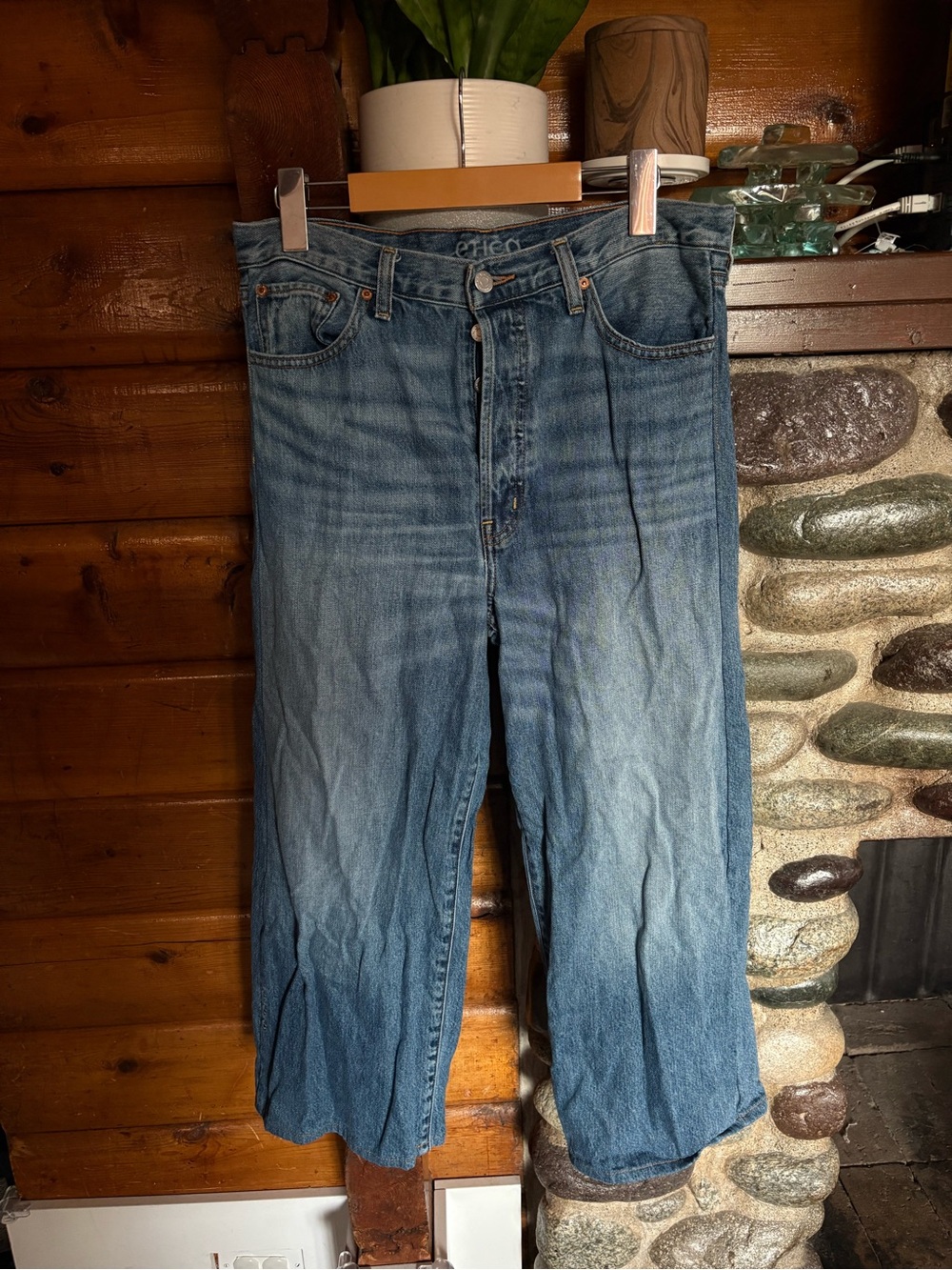 Ética Cropped Wide Leg Jeans Light Wash Sustainable Denim Size 29